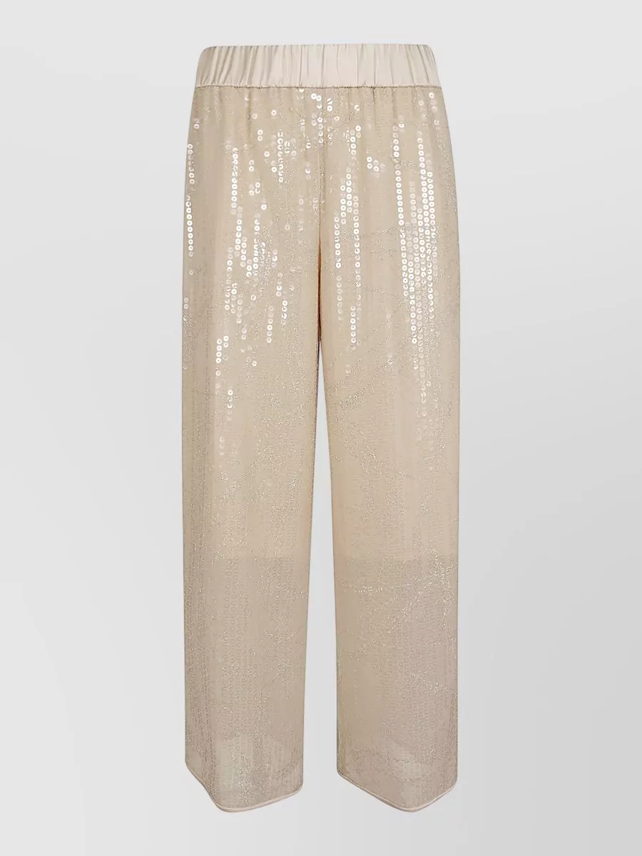 Peserico Sequin-Embellished Wide-Leg Trousers
