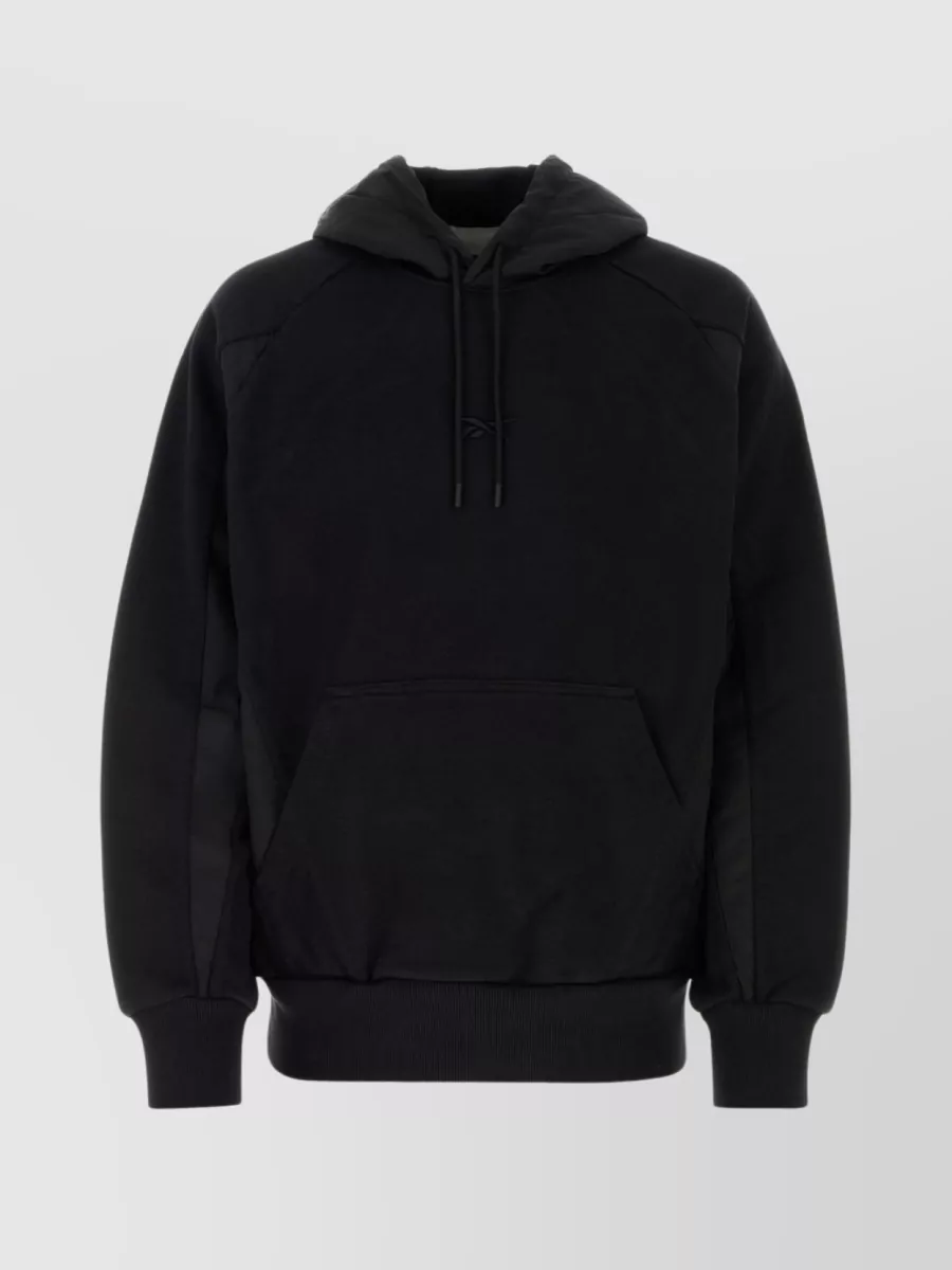 Shop Reebok Hooded Sweatshirt With Cotton And Nylon Blend In Black