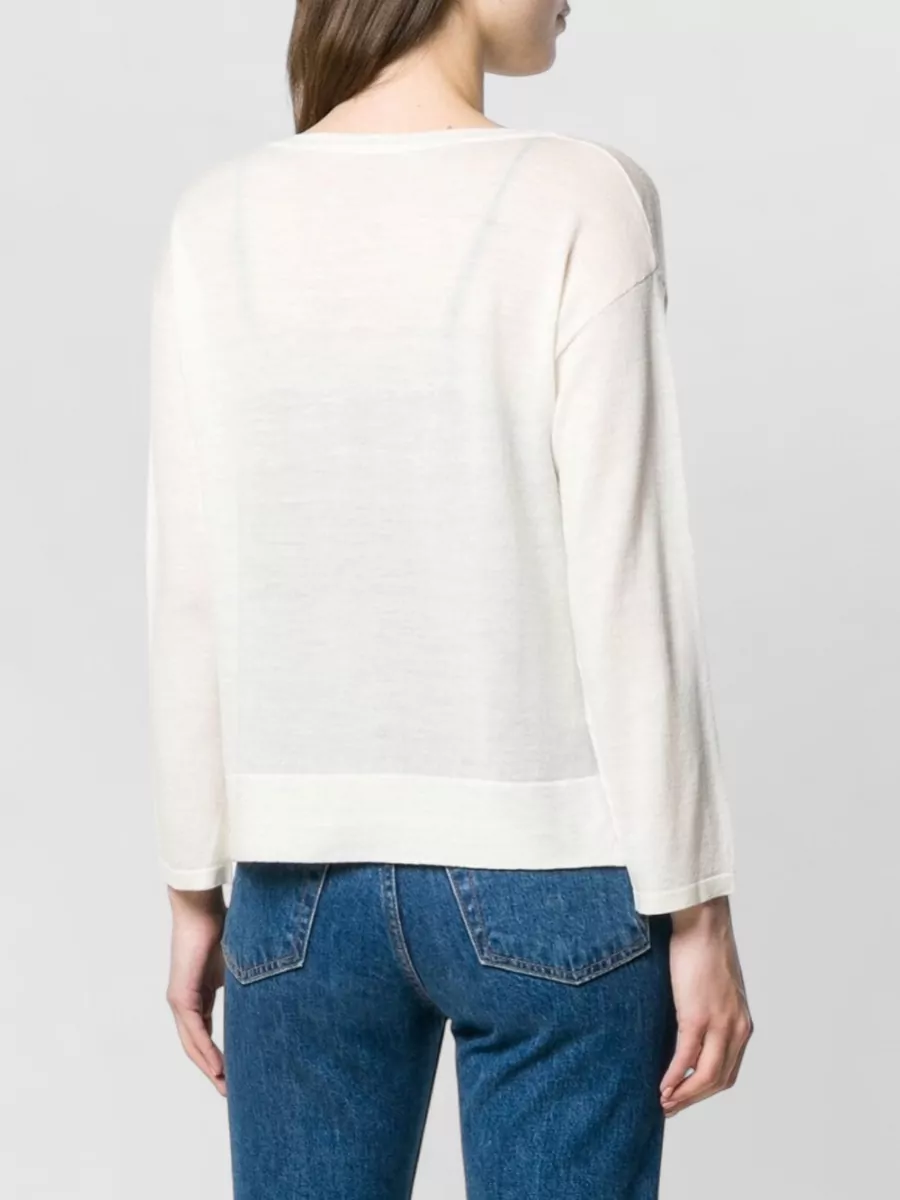 La Rose Merino Wool Fine-Knit Round-Neck Long-Sleeve Cardigan