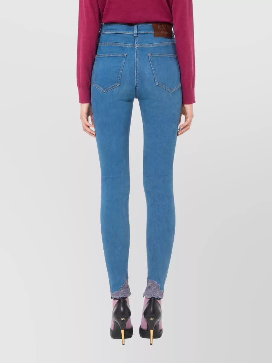 Valentino Floral-Lace Skinny Denim Jeans