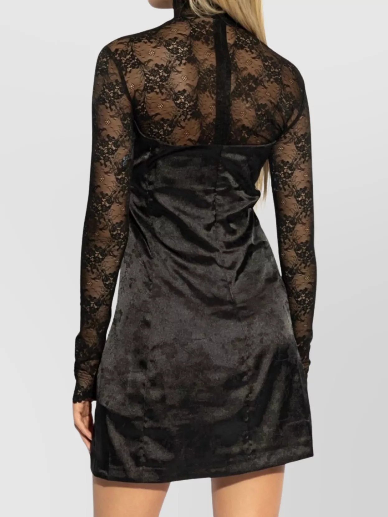 Versace Jeans Couture Long-sleeve Lace-panel Dress In Black