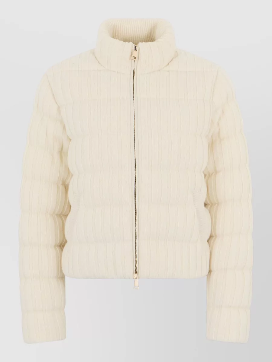 Moncler Down Jacket Wool Cashmere Cropped Silhouette