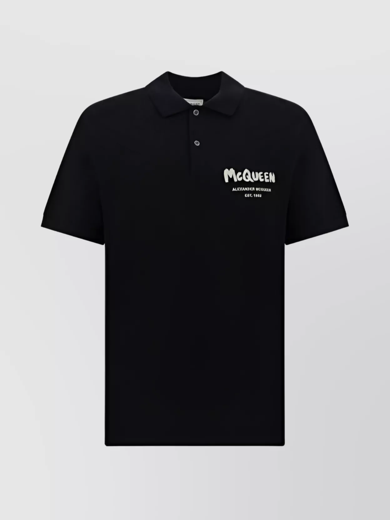 Shop Alexander Mcqueen Monochrome Monogram Polo Shirt With Ribbed Collar
