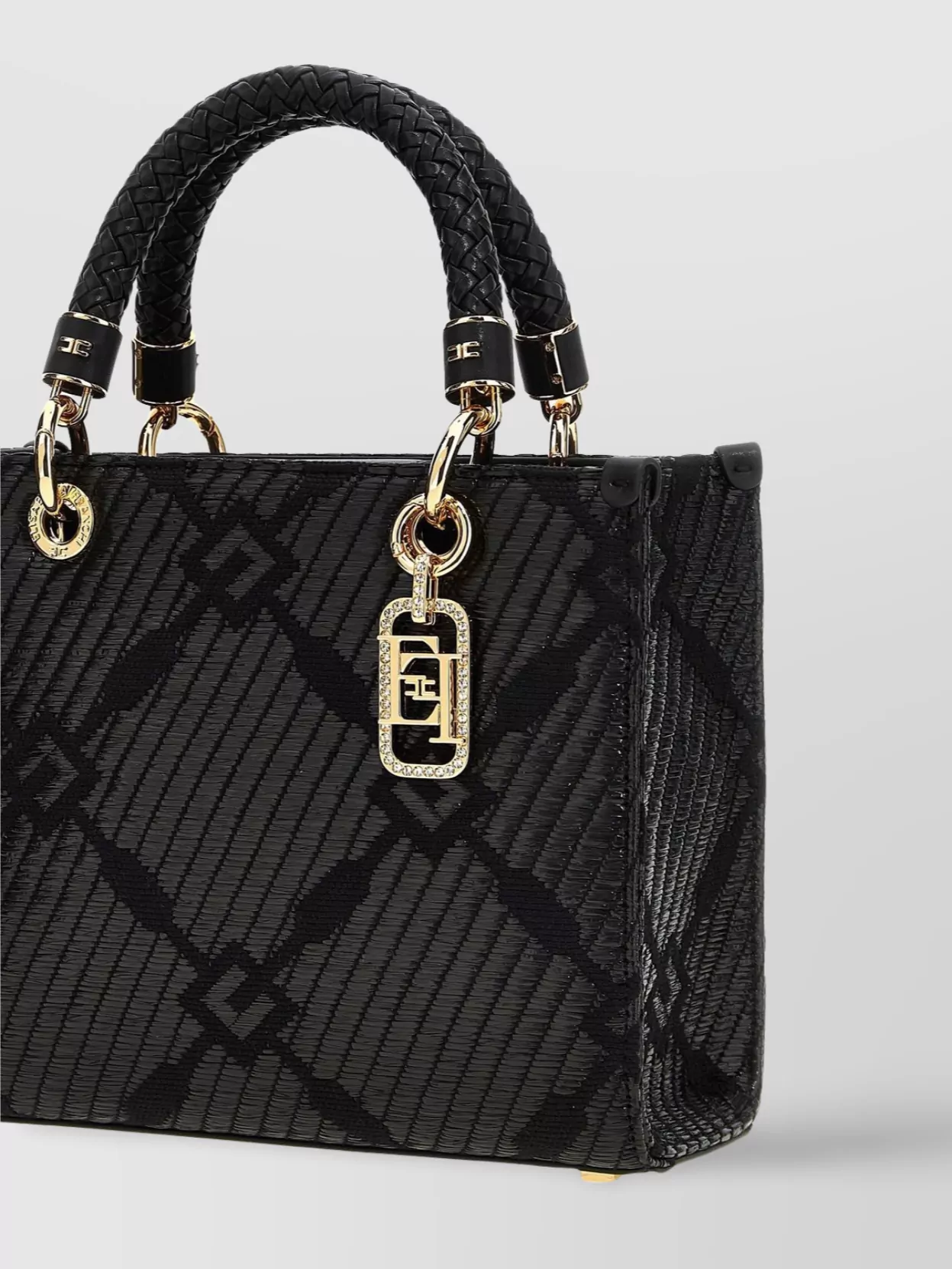 ELISABETTA FRANCHI TOTE BAG WITH DETACHABLE STRAP AND TEXTURED PATTERN