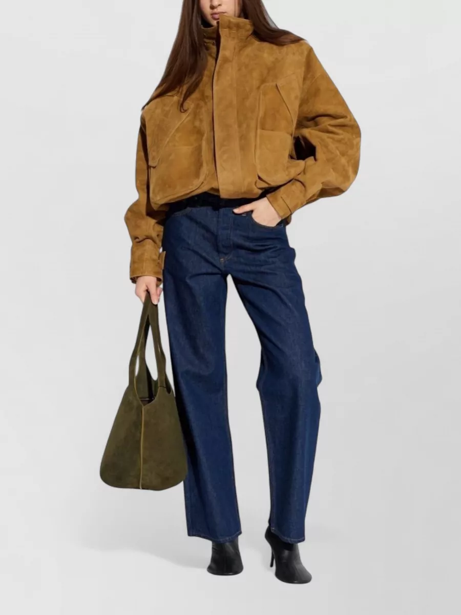 Attico Bomber Jacket Made From Suede Leather In Multi