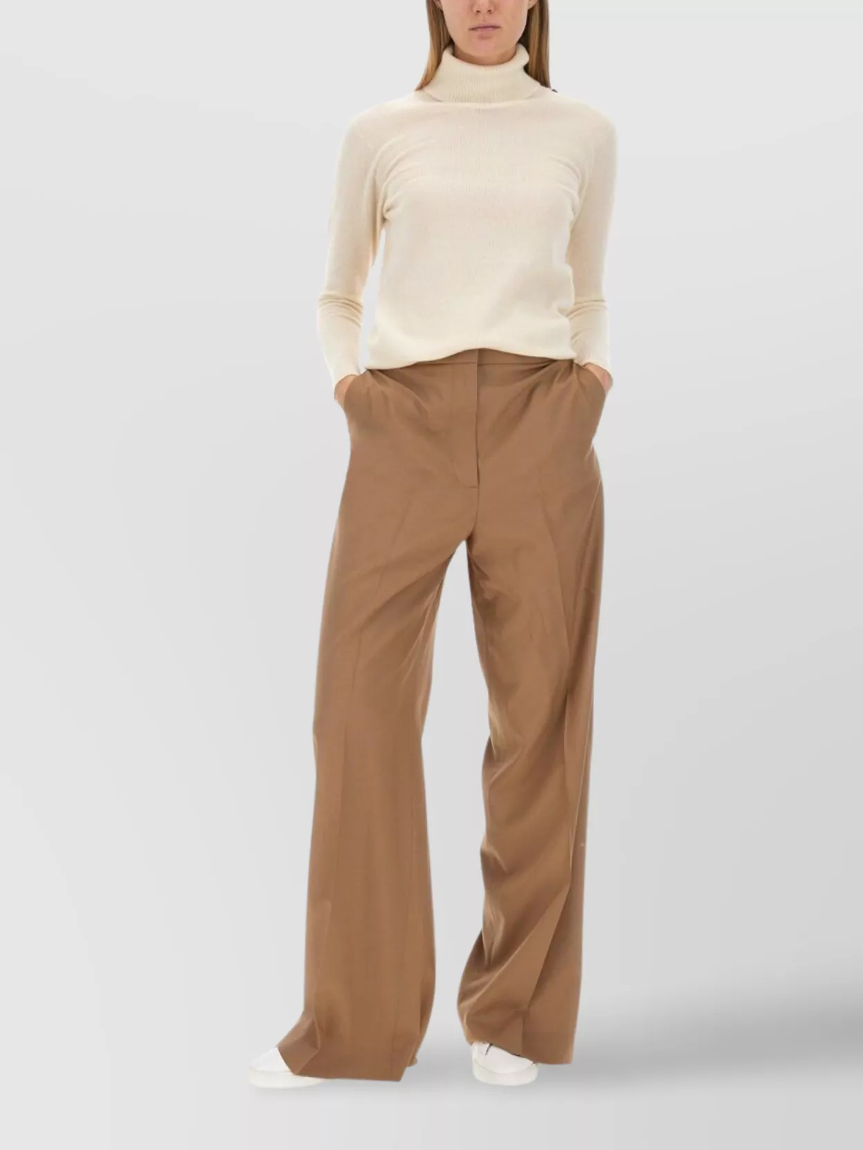 FABIANA FILIPPI SLIM FIT CASHMERE TURTLENECK SWEATER WITH RIBBED ACCENTS
