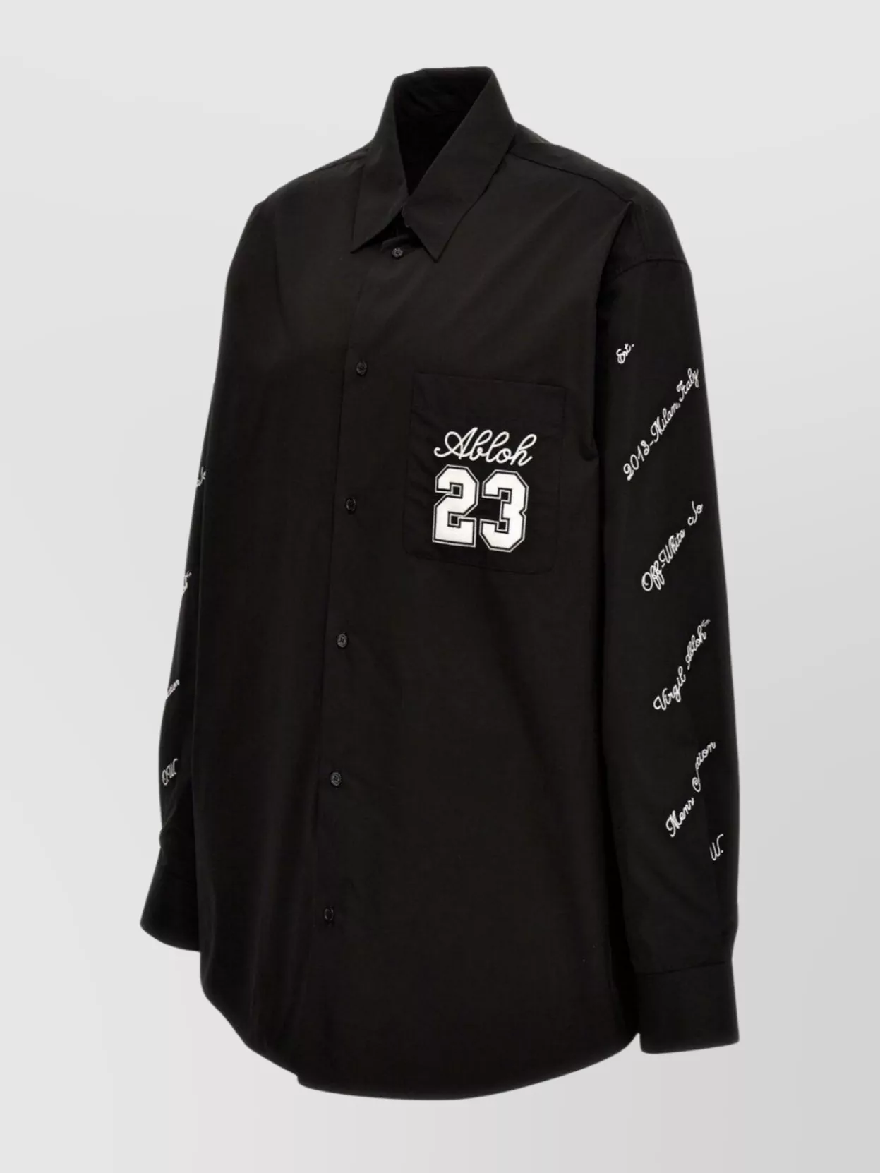 Off-White Collared Shirt With Embroidered Front Pocket