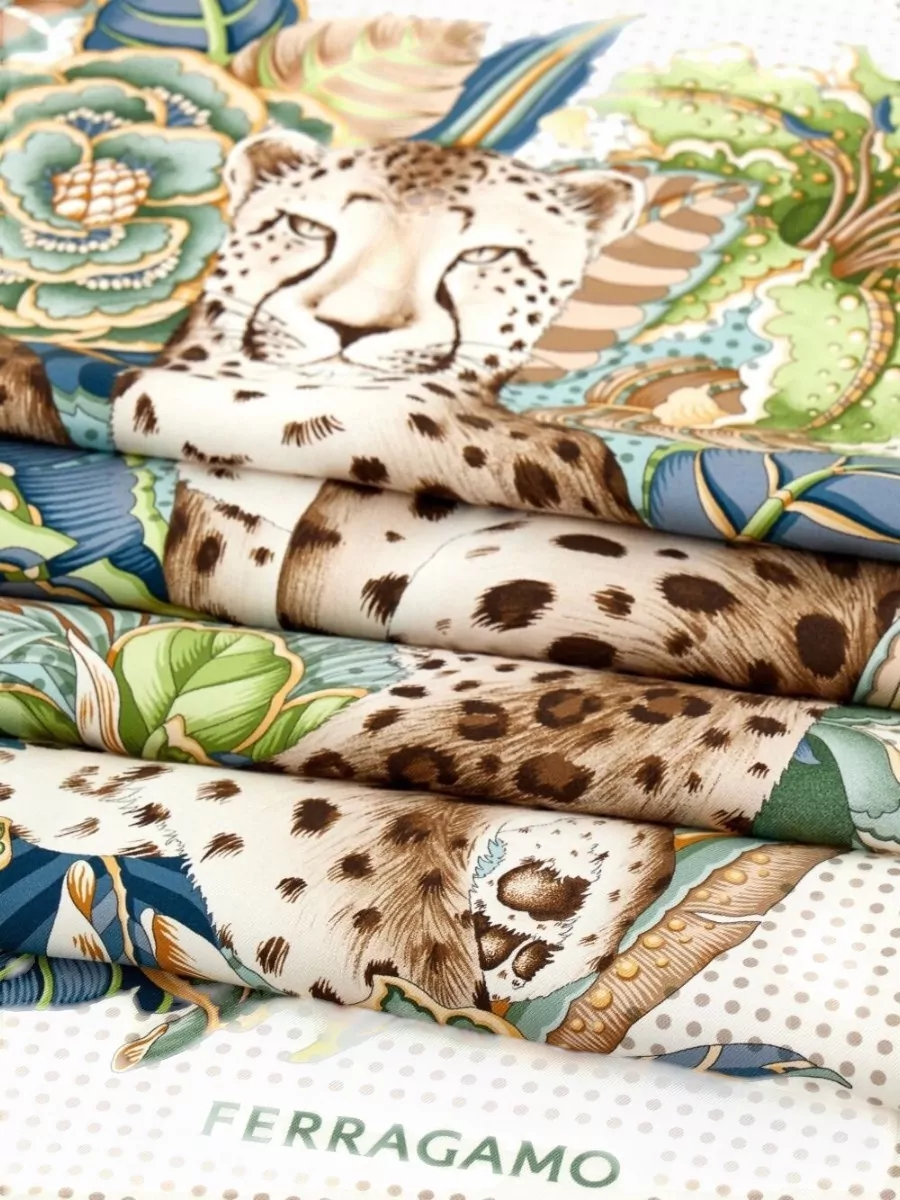 Ferragamo Silk Foulard Square Animal Print Scarf