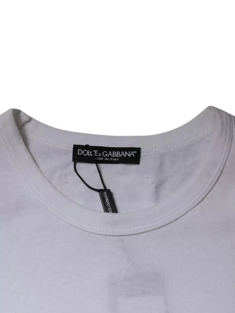 Dolce&Gabbana Striped Cotton Crew Neck Short Sleeve T-Shirt