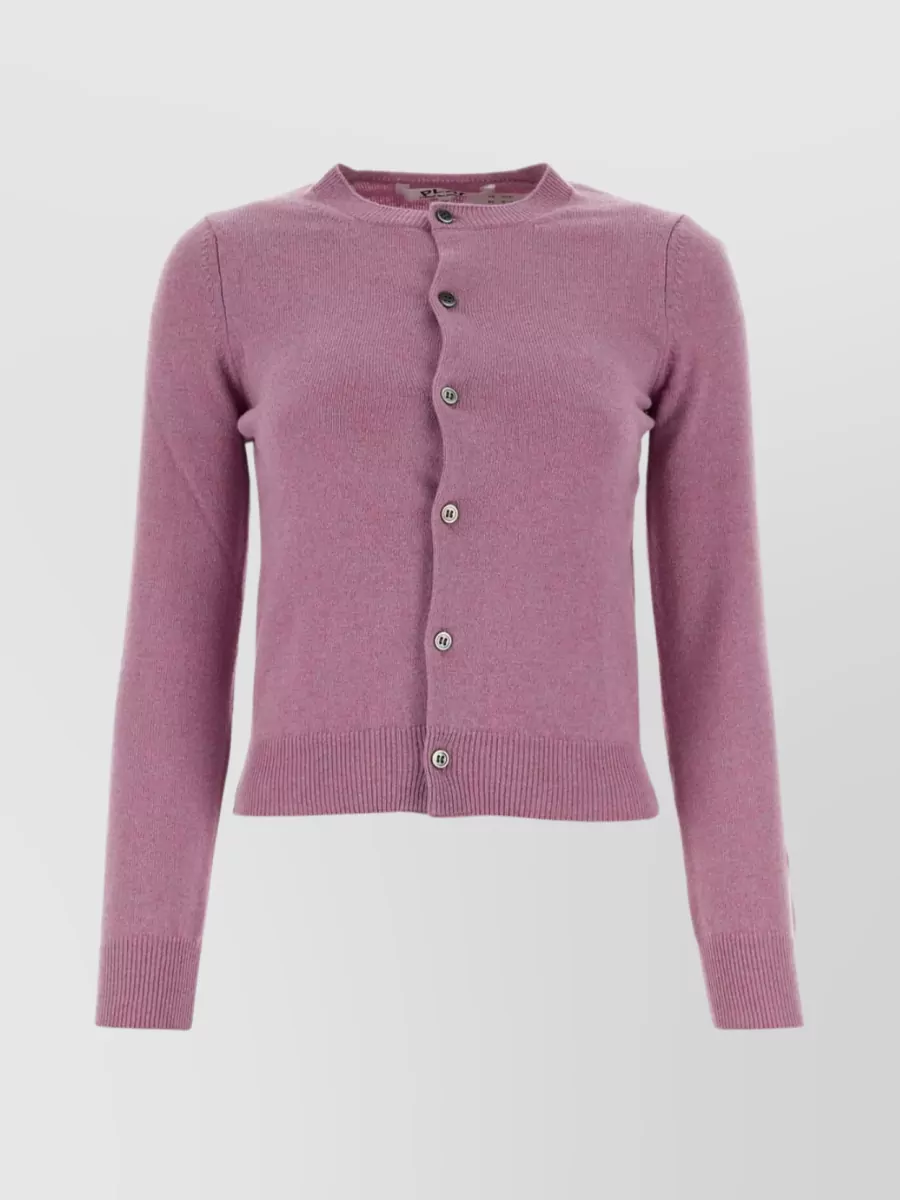 Shop Comme Des Garçons Play Soft Knit Crew Cardigan In Purple