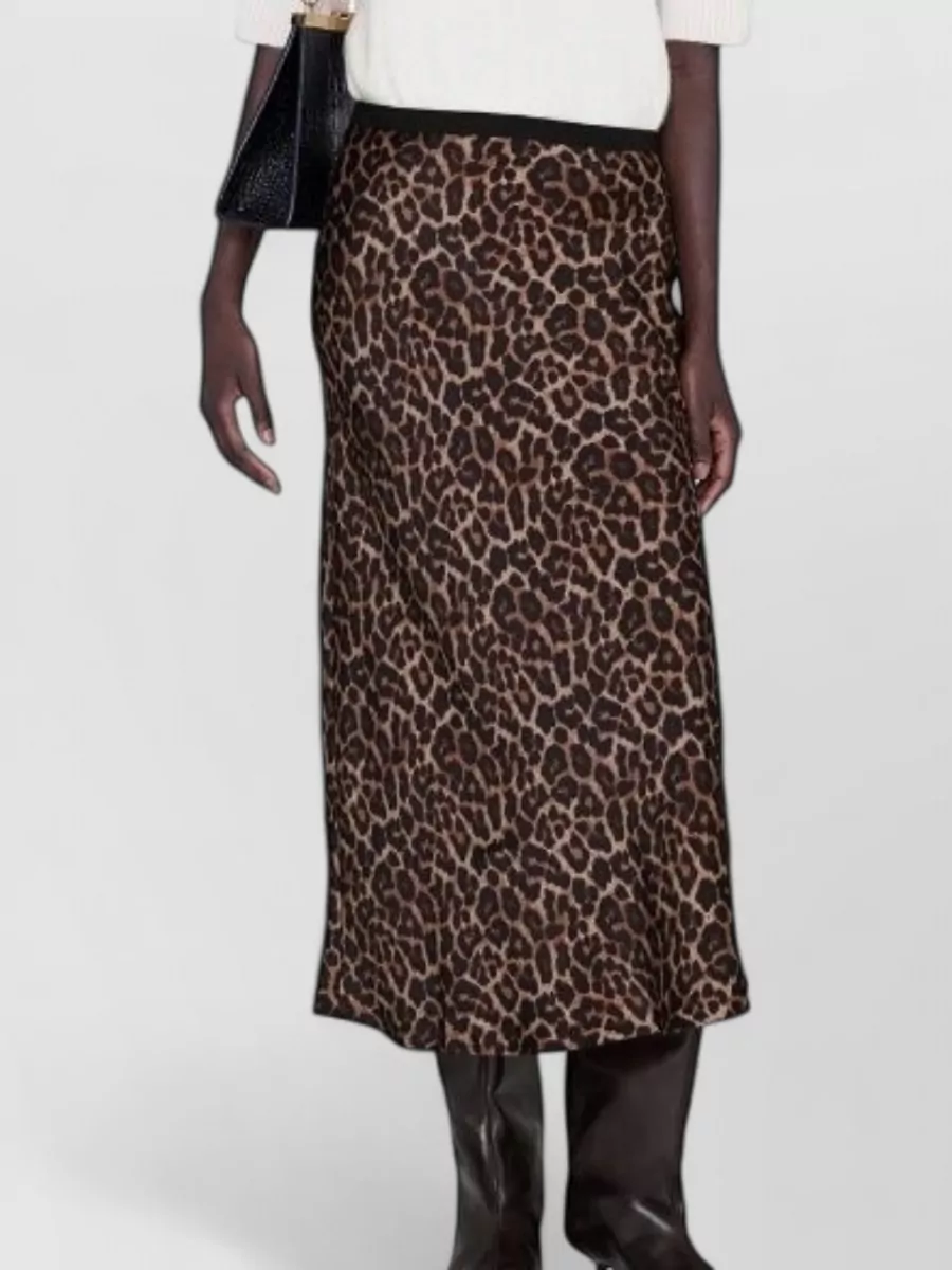 Anine Bing Silk Leopard-Print High-Waisted Skirt