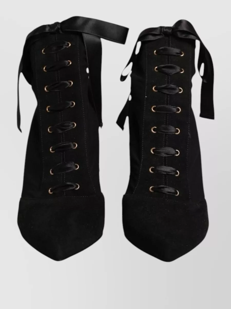 Dolce&Gabbana Leather Lace-Up Stiletto Boots