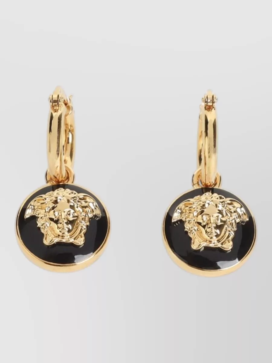 Versace enamel medusa hoop earrings