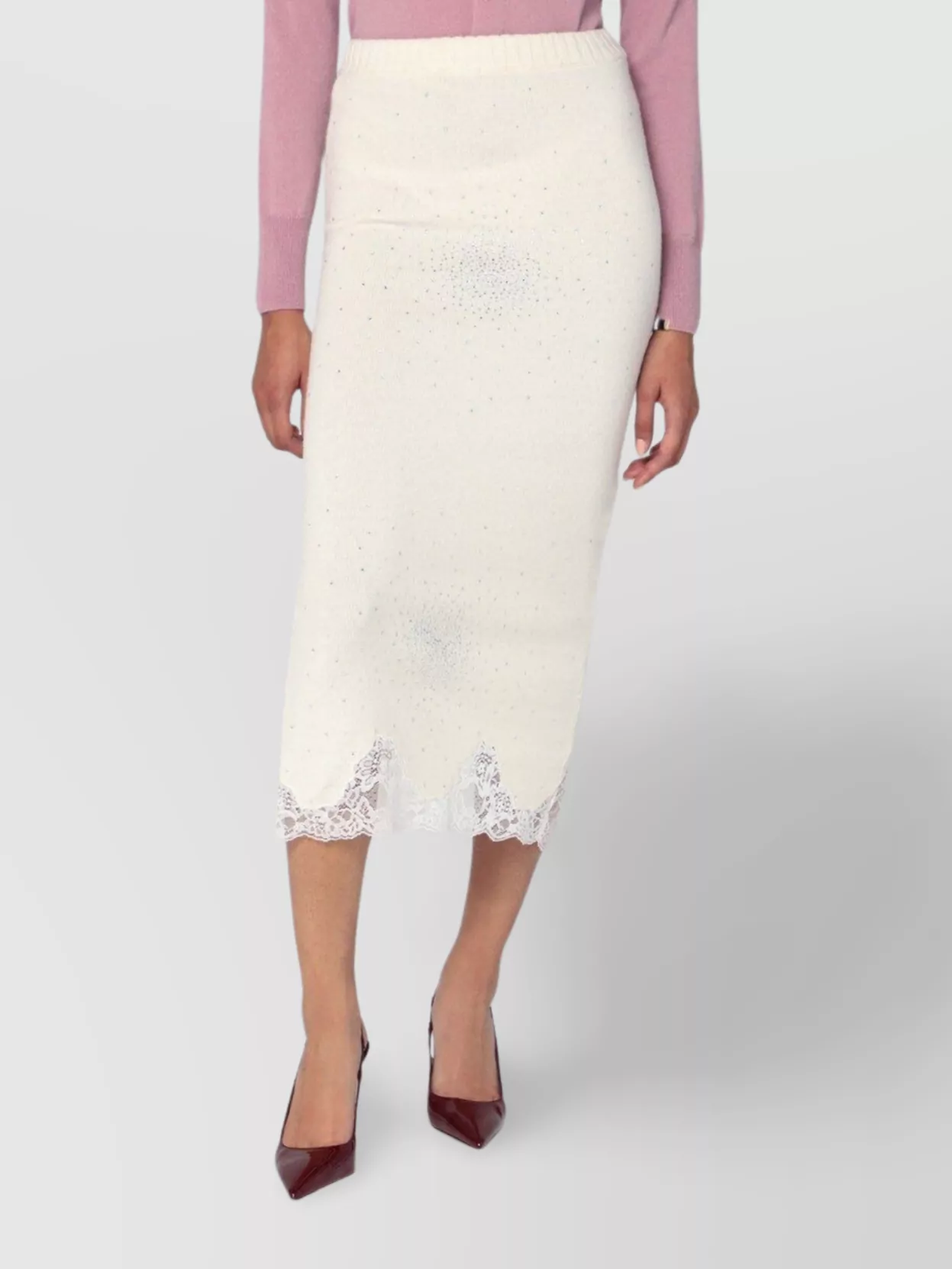 Giuseppe Di Morabito Gonna White Tube With Lace And Rhinestones In White