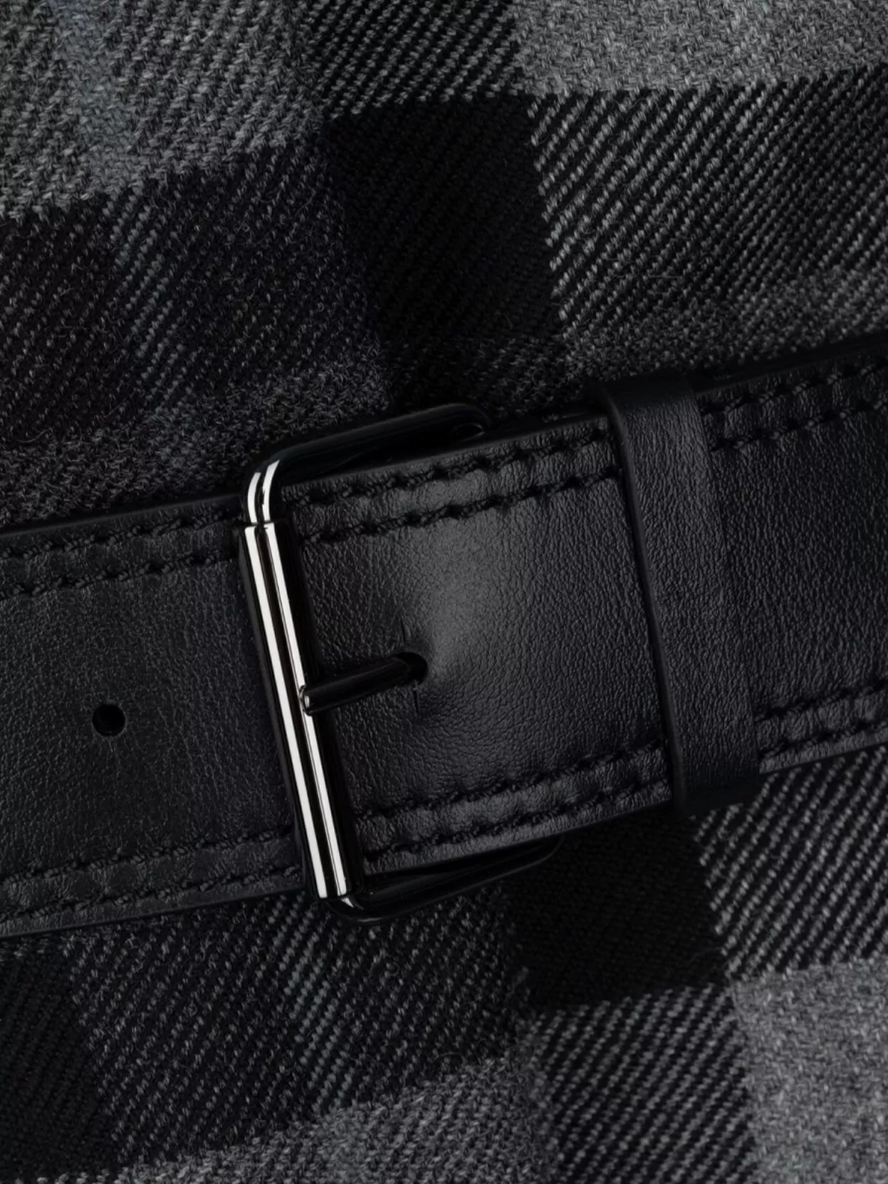 Christian Dior Waist Belted Fringed Edges Lapels Plaid