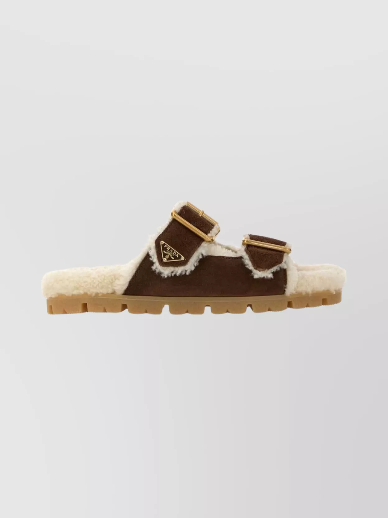 Prada Suede Open Toe Flat Sole Slippers In Brown
