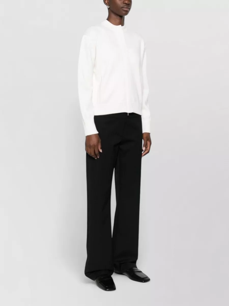 Max Mara Cardigan Virgin Wool Long Sleeves Ribbed Trims