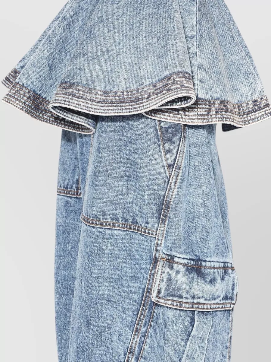 Alaïa Peplum Denim Top Fitted Waist Sleeveless