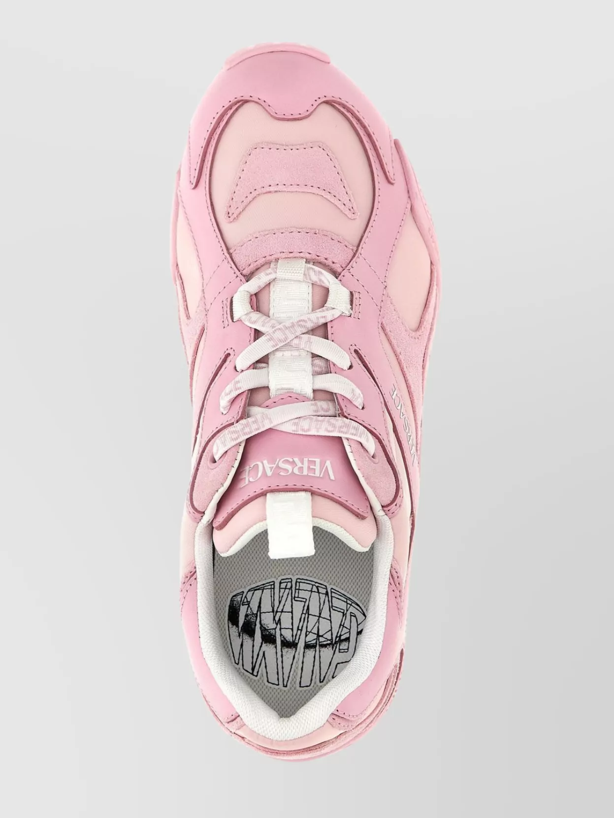 Versace 'galactic Mesh Padded Collar Sneakers' In Pink