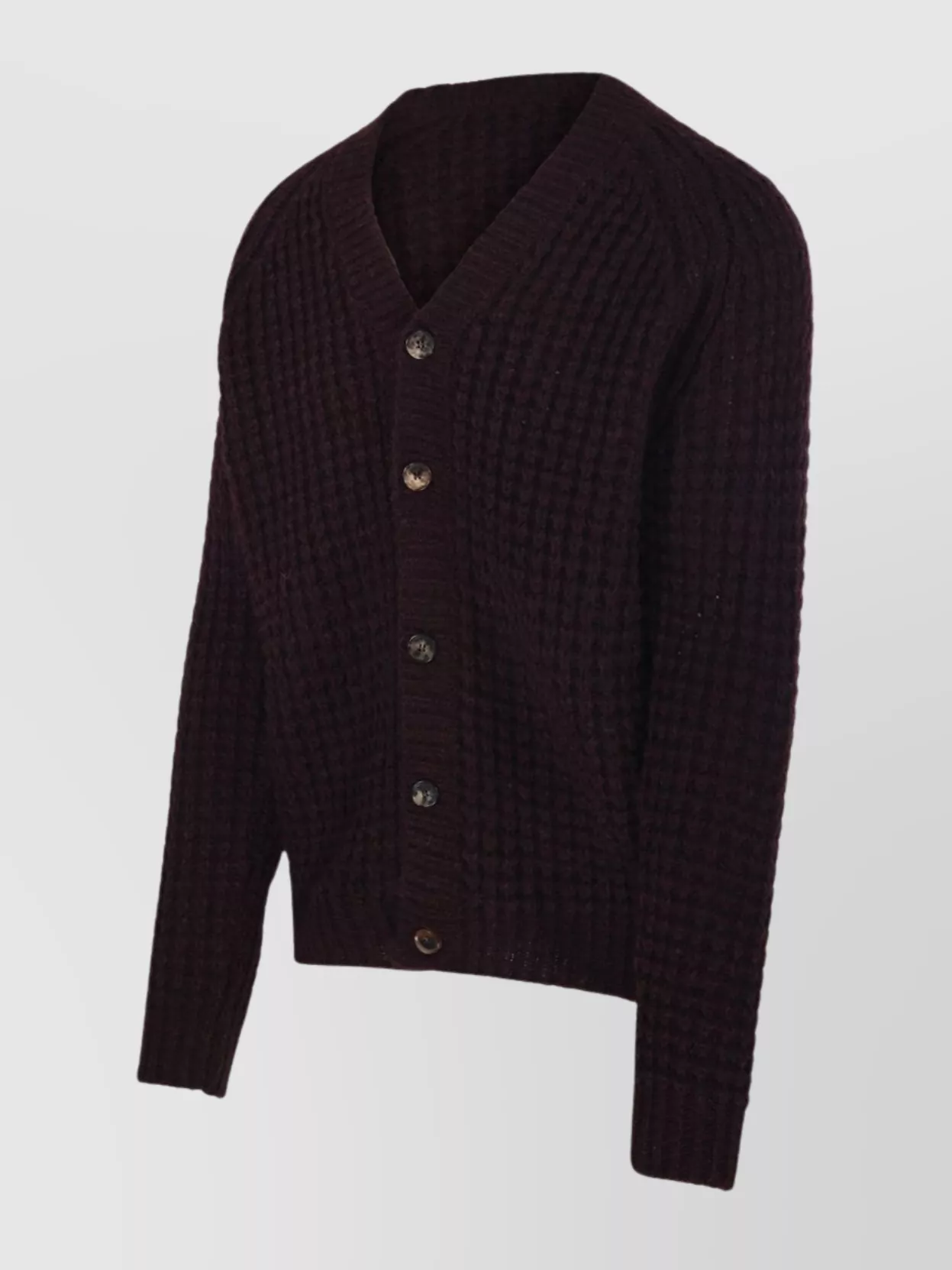 Roberto Collina V-Neckline Long Sleeves Textured Knit Ribbed Cuffs