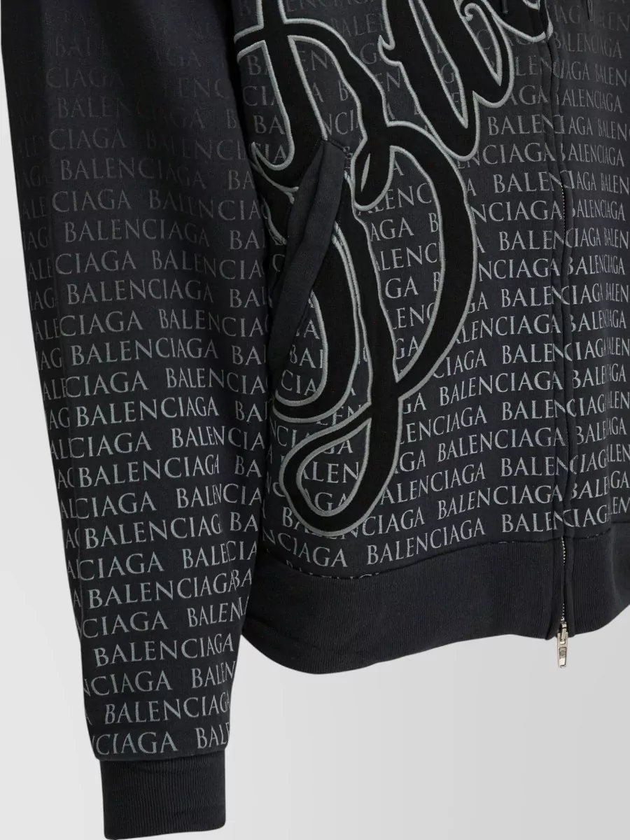 Balenciaga Logo B Hooded Sweatshirt Zip Front