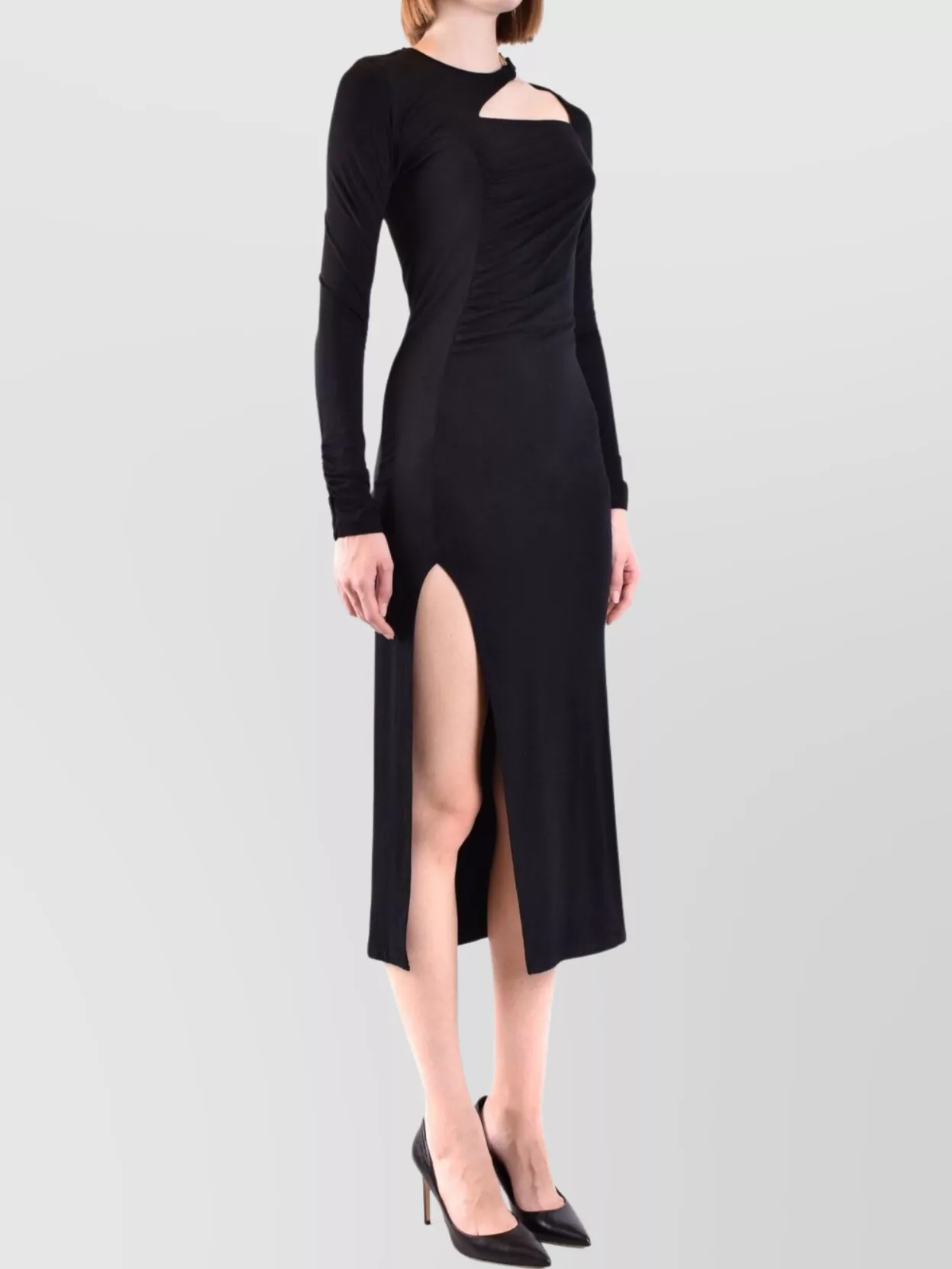 Dondup One Shoulder Dress With Metal Ring Detail