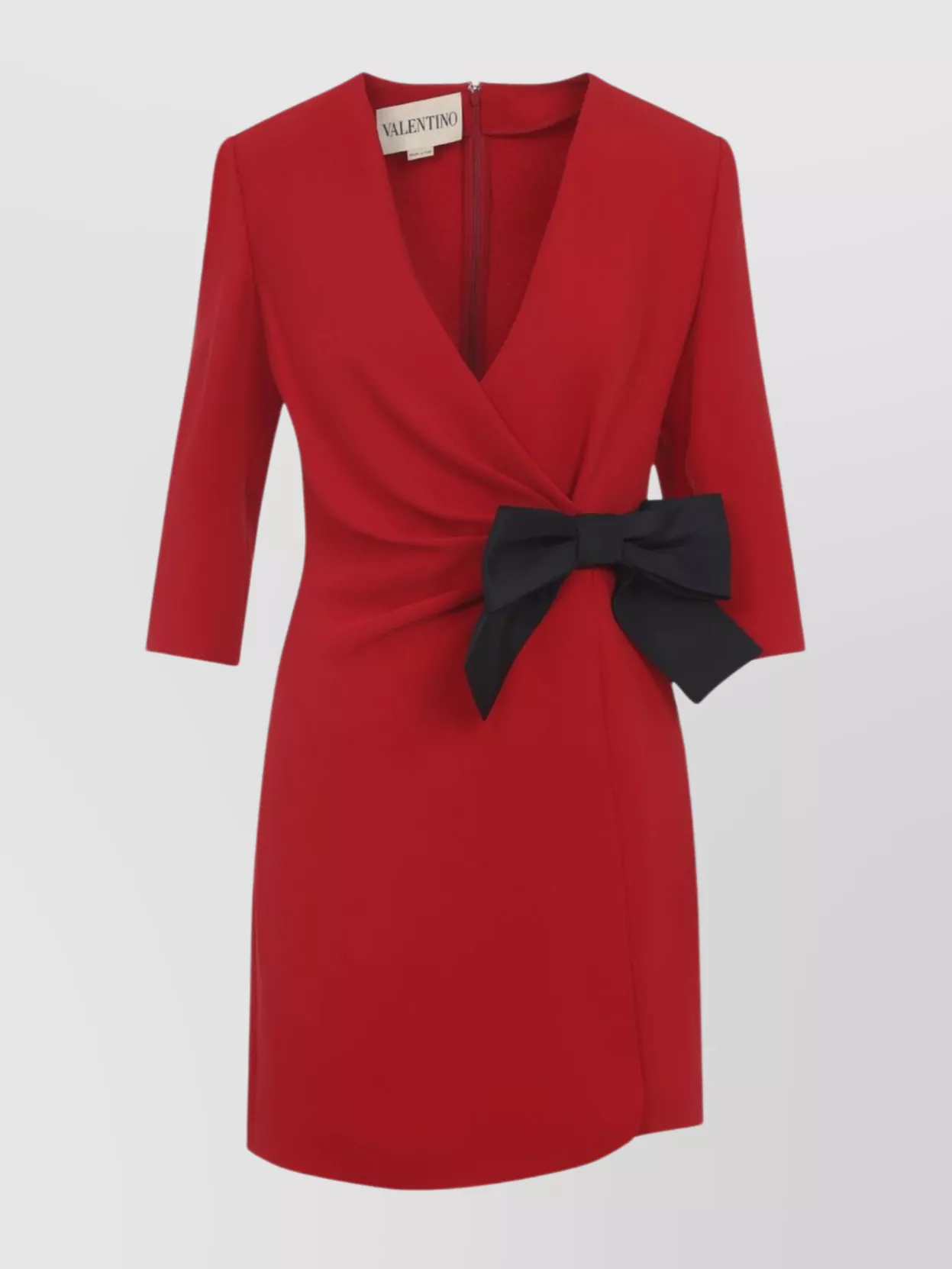 Valentino Mini Dress With Bow And V-neck In Red