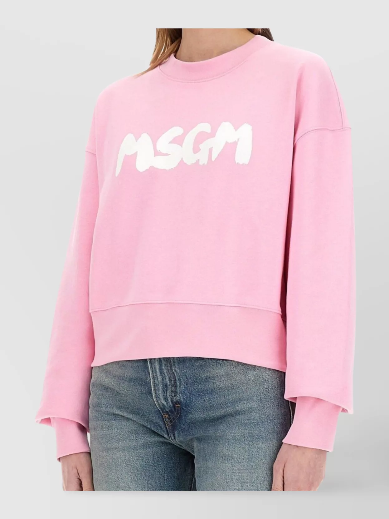 Msgm Logo Crew Neck Cropped Sweatshirt
