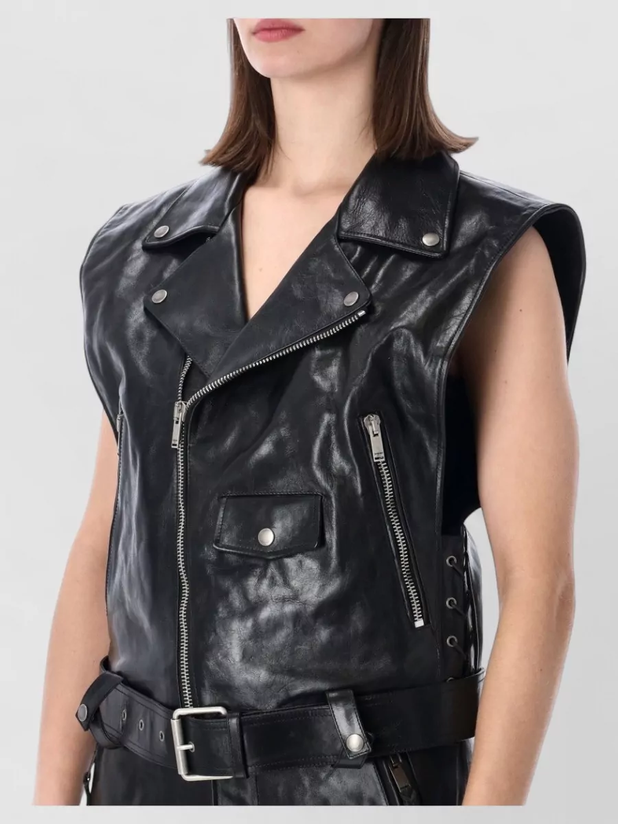 Saint Laurent Leather Biker Gilet
