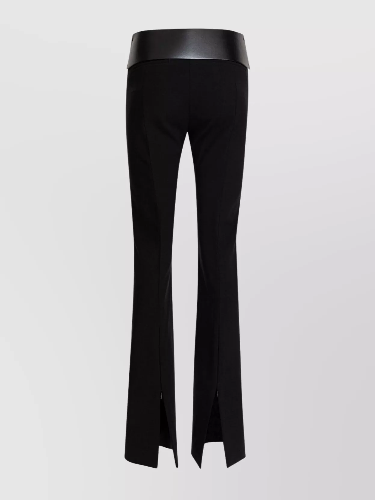 Sportmax Flared Leather Waistband Trousers Front Seam