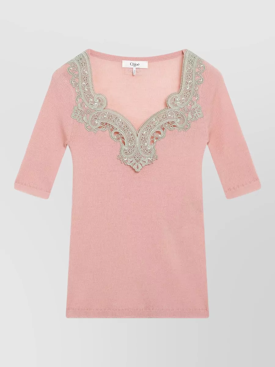 Chloé Fine-knit wool t-shirt