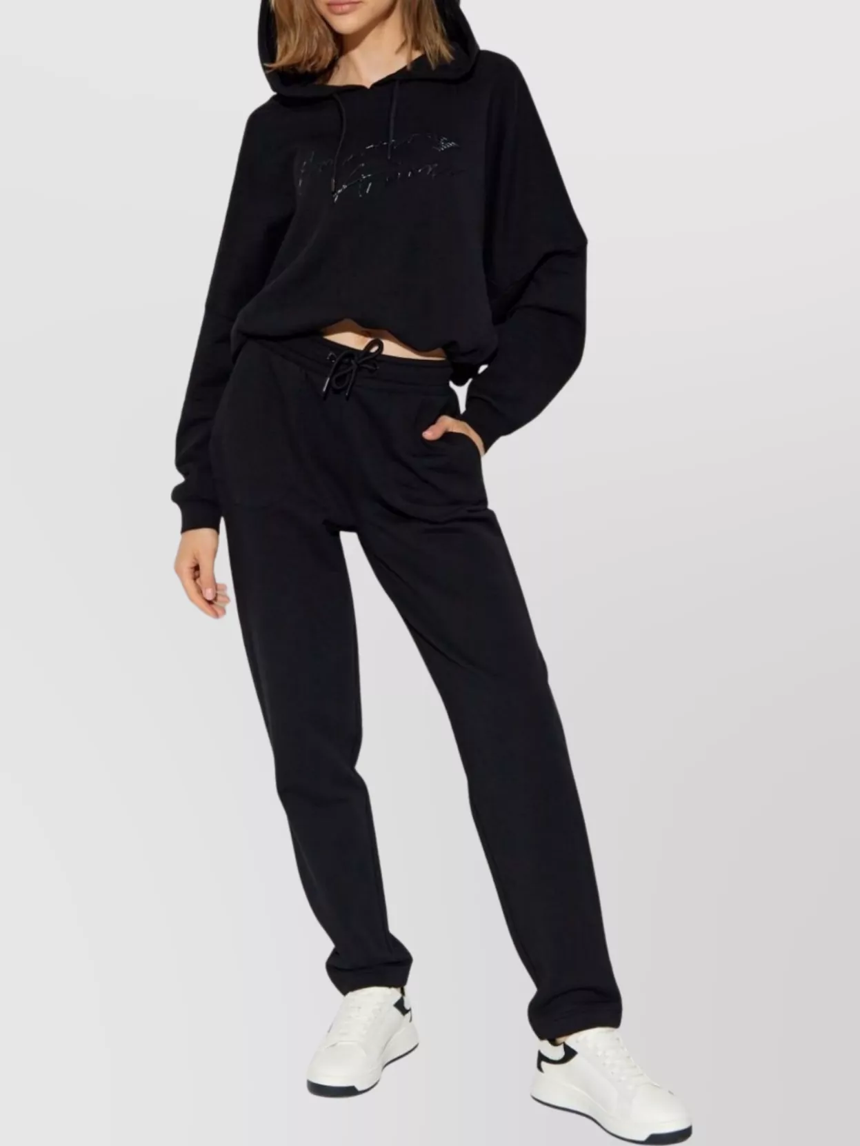 Emporio Armani Slim Cut Cotton Sweatpants With Two Side Slit Pockets