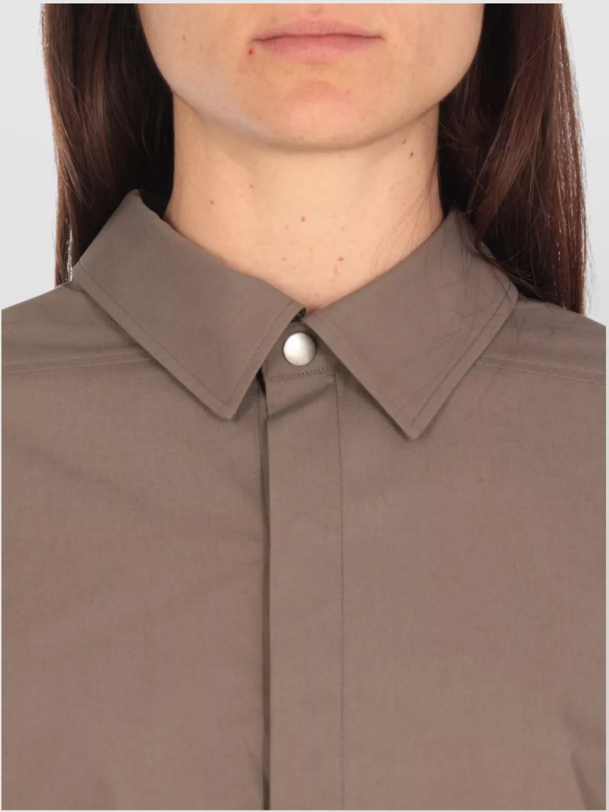 Rick Owens Pointed Collar Cropped Cotton Shirt