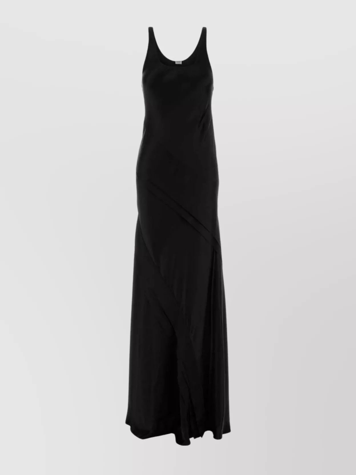 Saint Laurent Long Satin Dress Featuring Draped Detail In Black