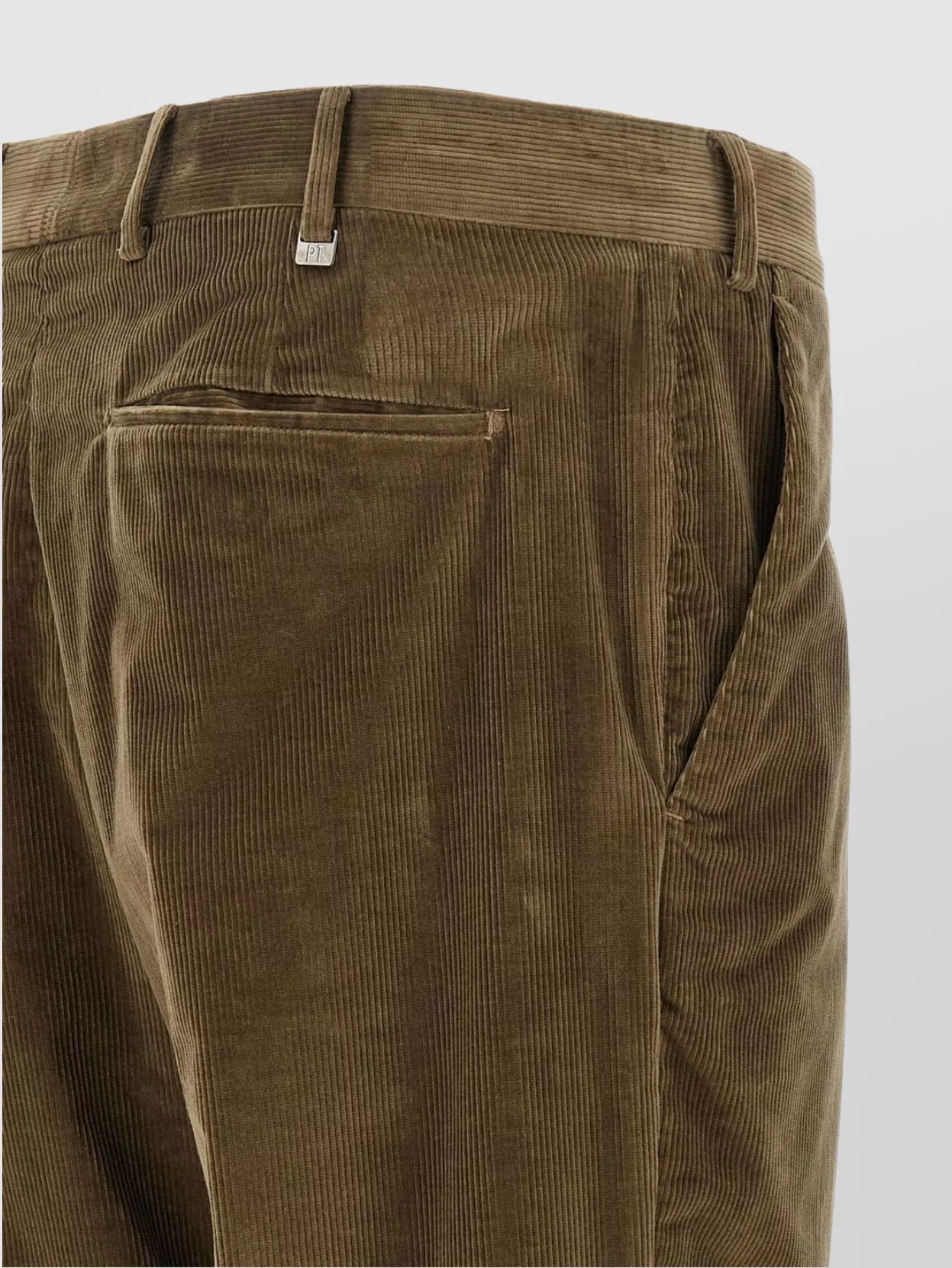 Pt Torino Cappuccino Stretch Corduroy Pant In Green