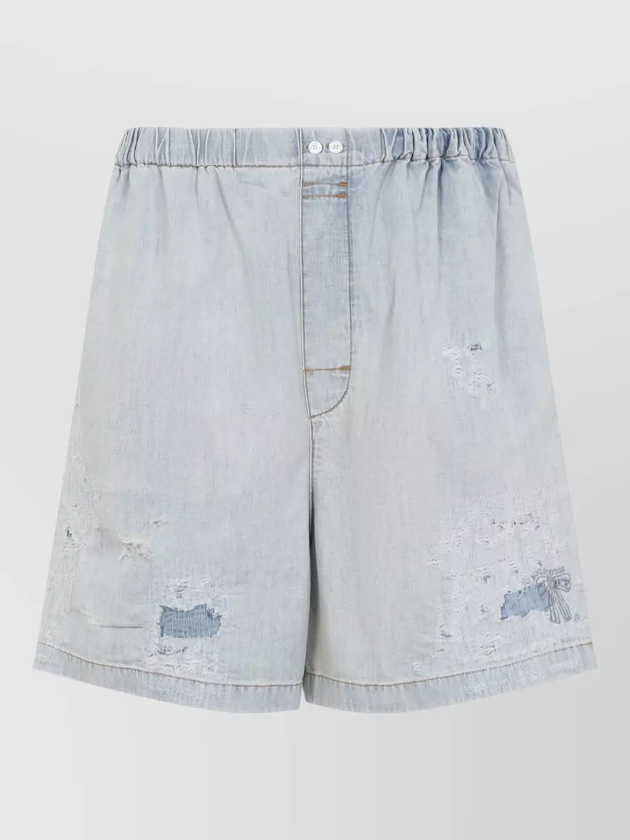 Acne Studios Distressed Denim Shorts Featuring Back Pocket In Blue