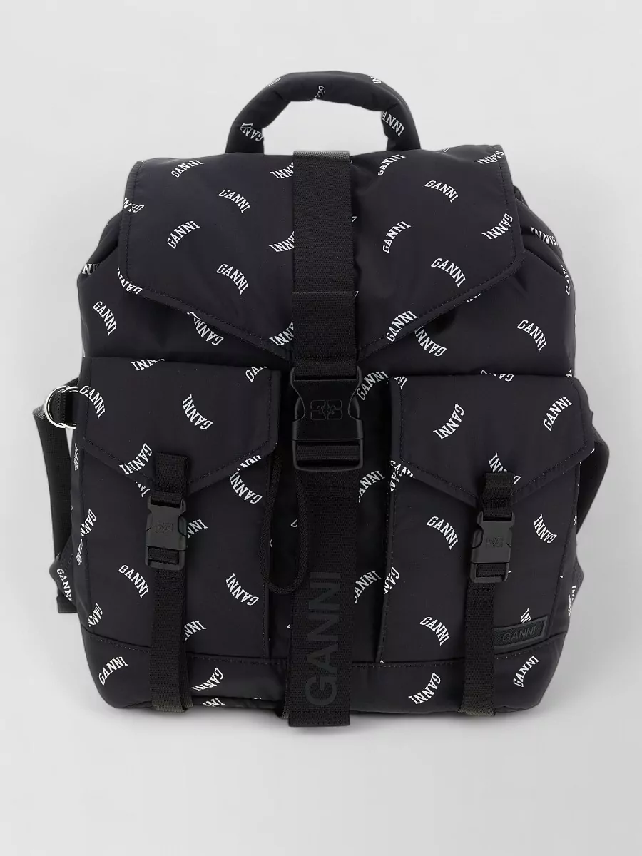 Ganni na polyester logo-print backpack