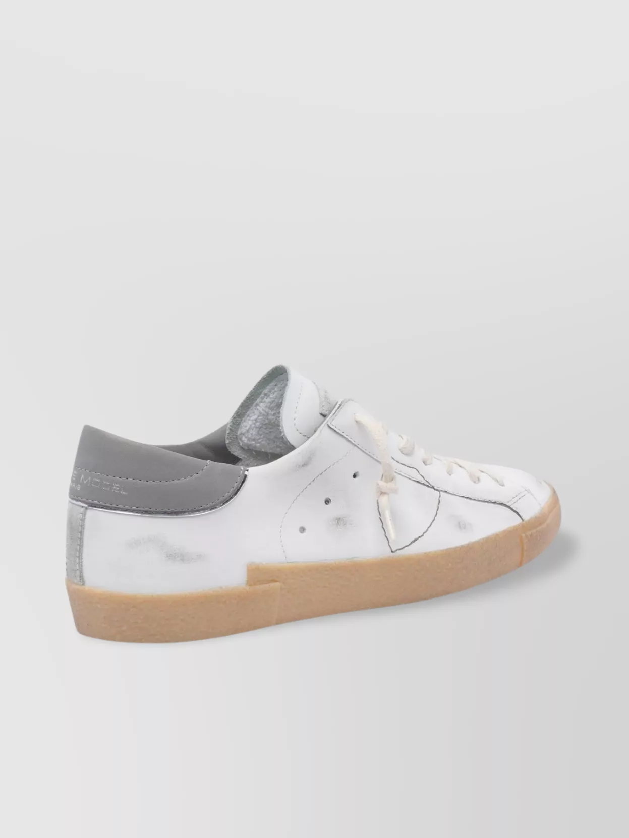 PHILIPPE MODEL LEATHER LOW TOP SNEAKERS WITH PERFORATED ACCENTS