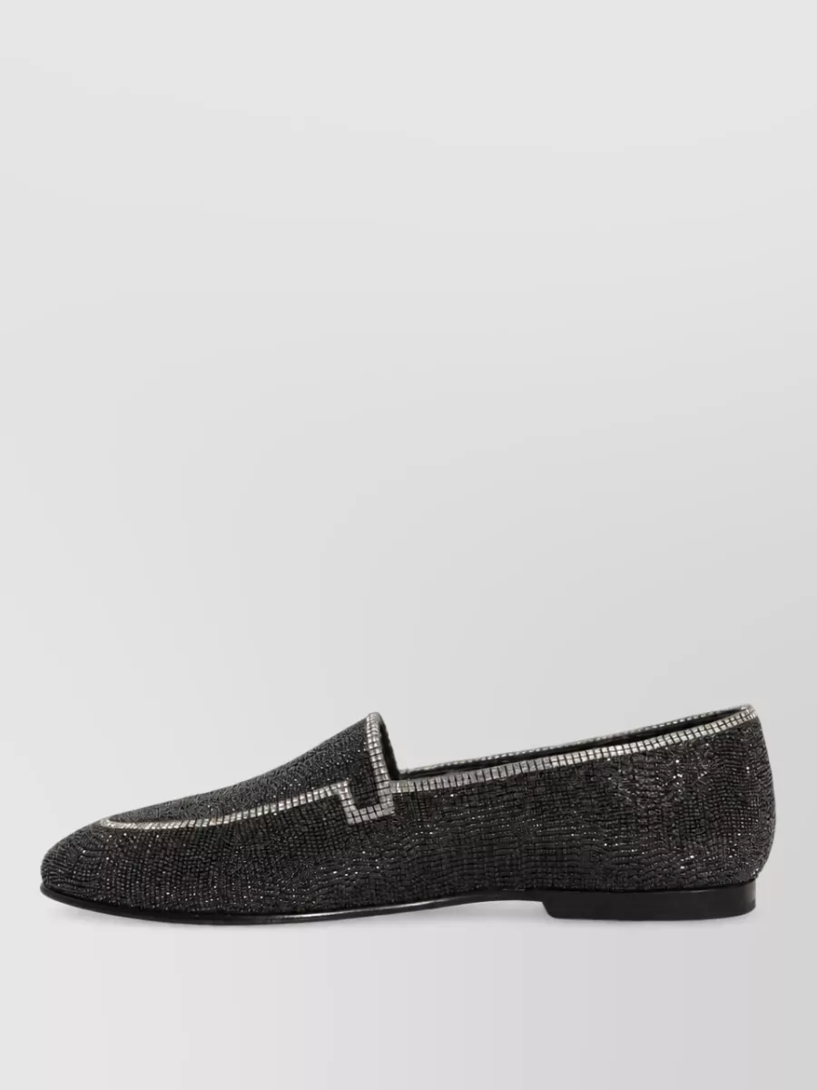 Dolce&Gabbana Crystal-Embellished Leather Slippers
