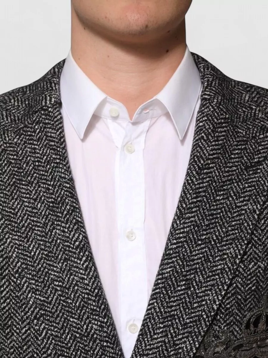 Dolce&Gabbana Wool Blend Herringbone Double-Breasted Blazer