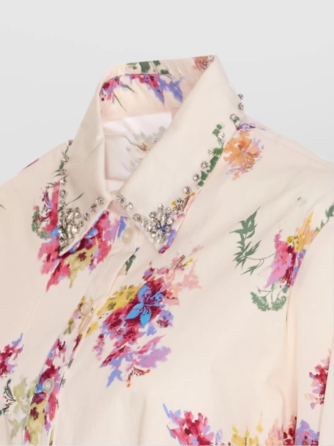 Liu •jo Embellished Collar Floral Pattern Crop Top