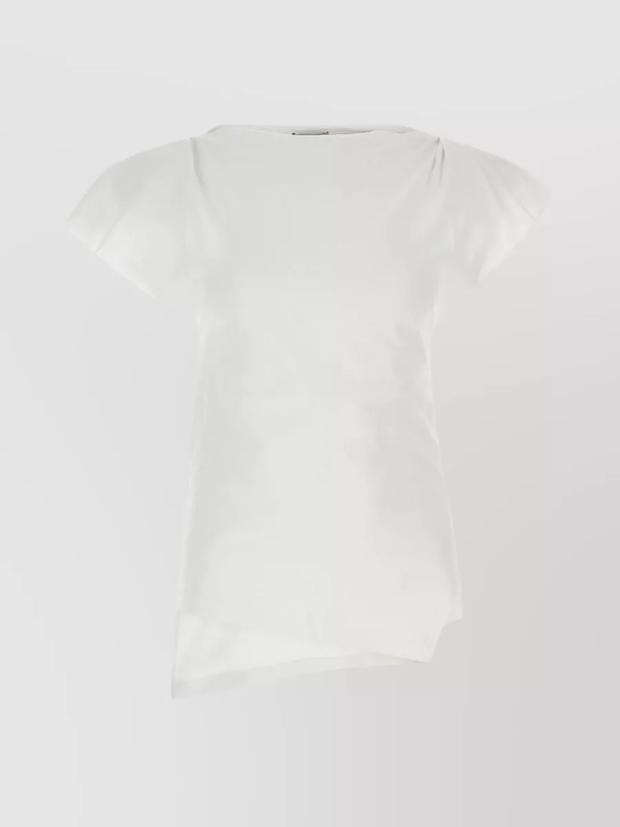Shop Isabel Marant Sebani T-shirt With Unique Hemline And Shoulder Padding In Grey