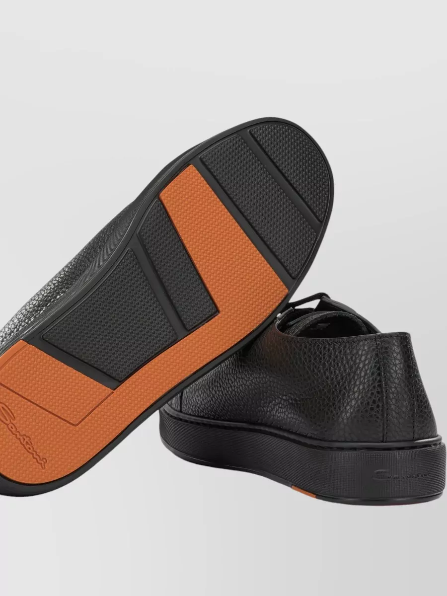 Santoni Leather Low-Top Lace-Up Sneakers