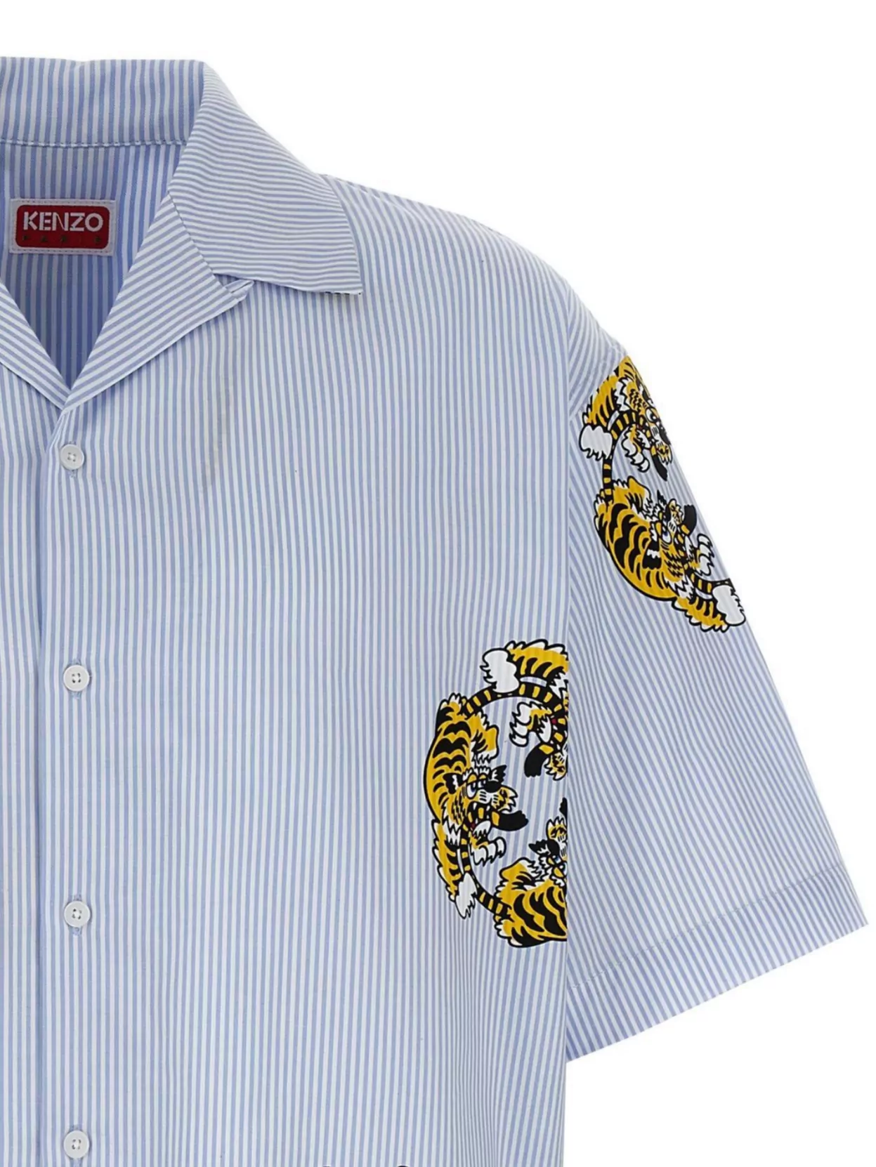 Kenzo Striped Pattern Short Sleeves Graphic Print Shirt