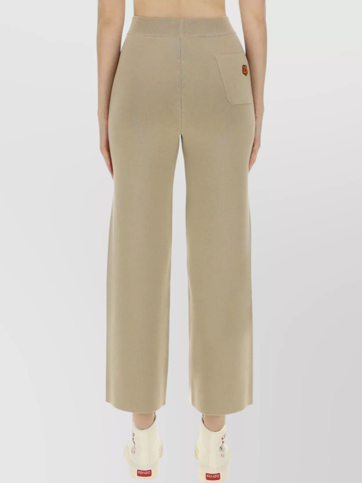 Kenzo Logo Print Wide Leg Cropped Trousers