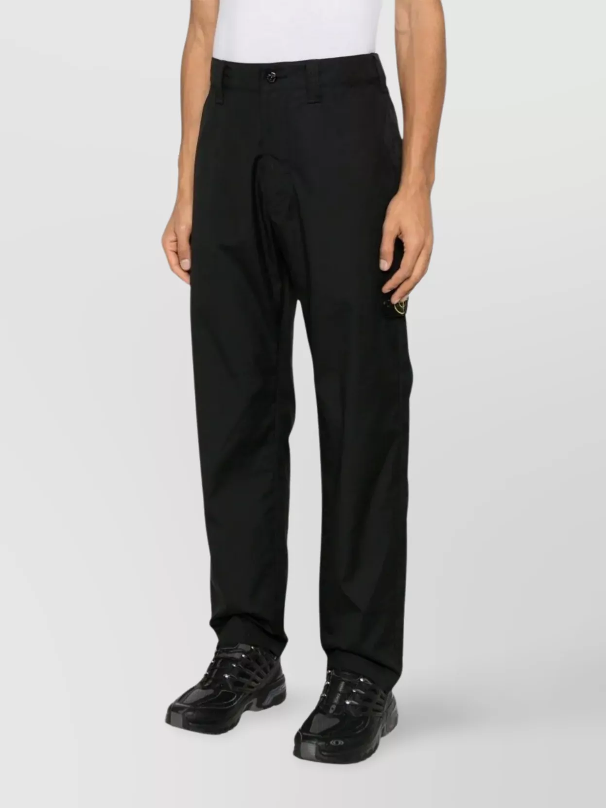 Shop Stone Island Regular Fit Trousers With Pockets