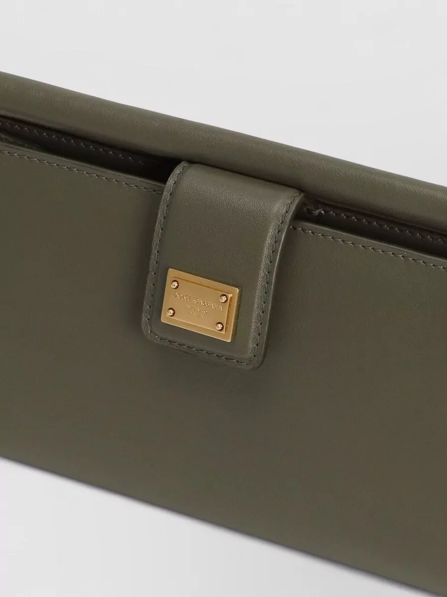 Dolce & Gabbana Leather Phone Clutch Bag Shoulder Strap In Green