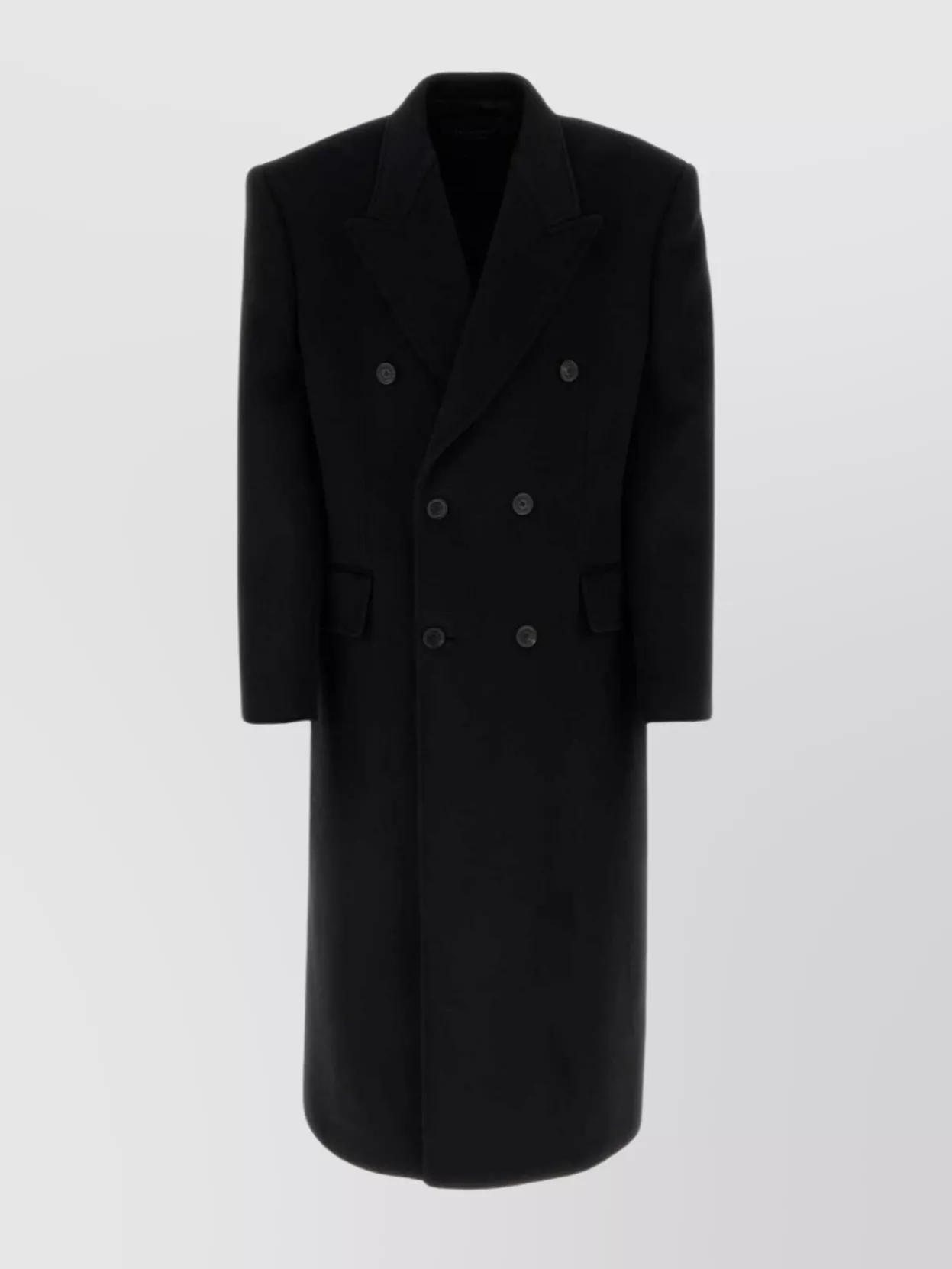 Shop Balenciaga Oversized Wool Coat With Long Sleeves And Notch Lapels