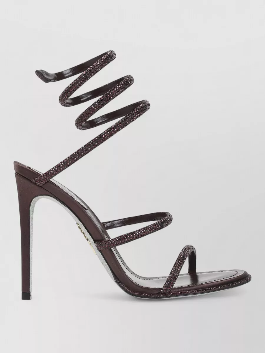 Rene Caovilla satin crystal-embellished wrap-around sandals