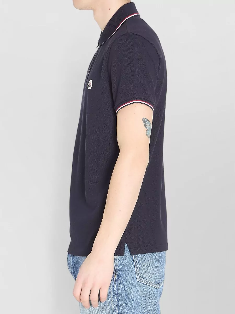 Moncler Cotton Pique Polo Shirt Pointed Collar